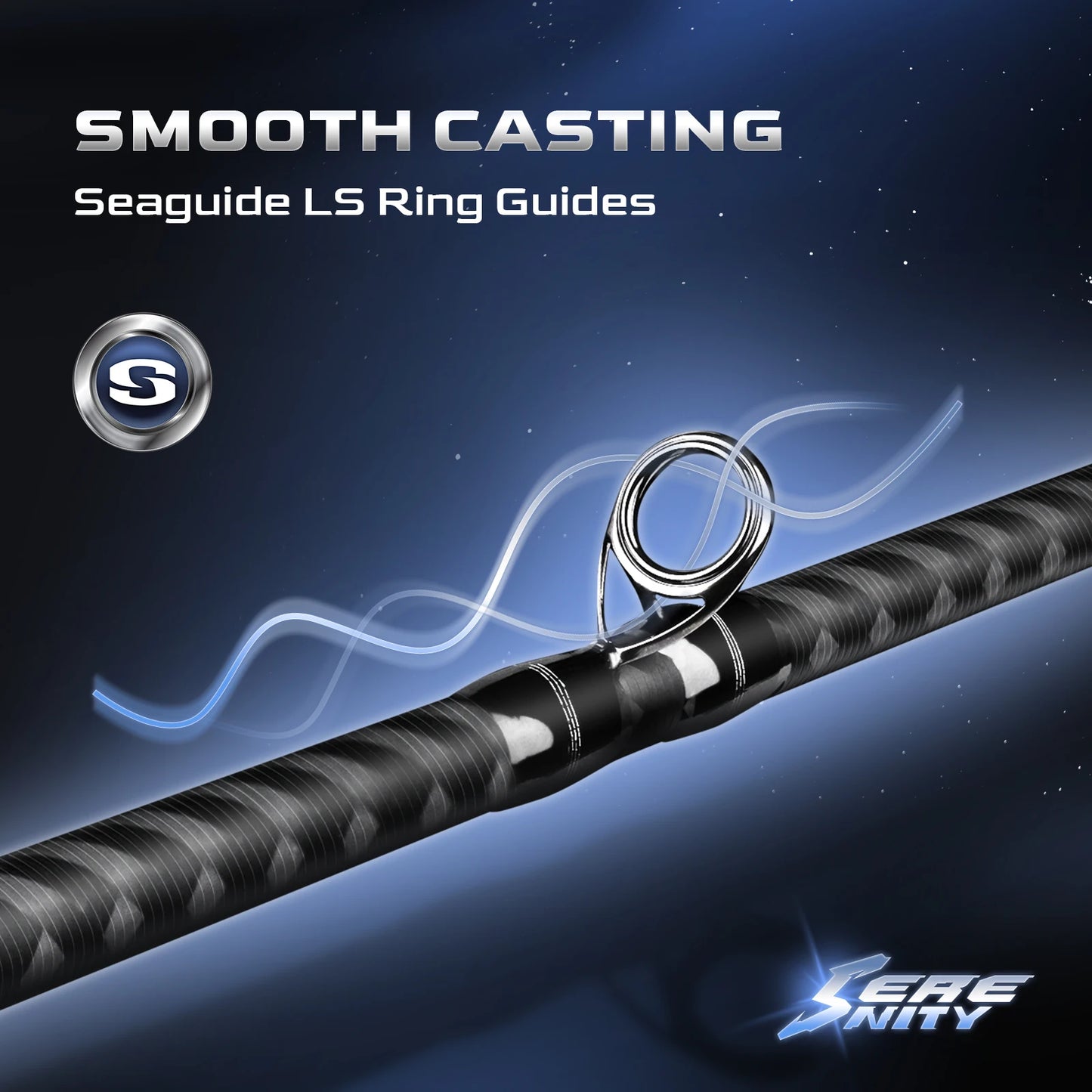 HANDING Serenity One Piece Bass Fishing Rods, Seaguide LS Ring Guides, 40 Ton Carbon Fiber Blank, Full Carbon Monocoque Grip