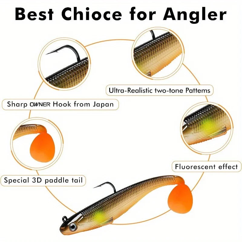 TRUSCEND Pre-Rigged Soft Fishing Lures,